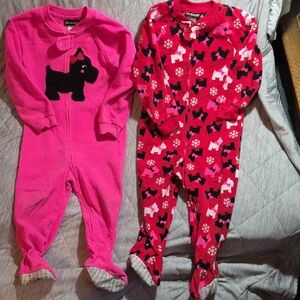 2pc 24m Girl Joe Boxer Pink and Red Dog Print Kids Footies